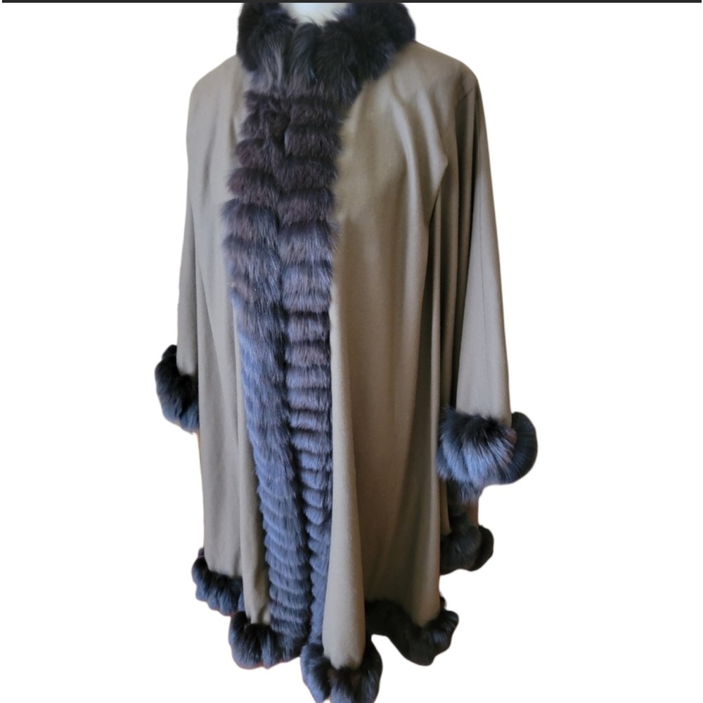 SALE🔥🔥JEAN-LOUIS SCHERRER Paris | VINTAGE OLIVE-BROWN WOOL W/FUR TRIM